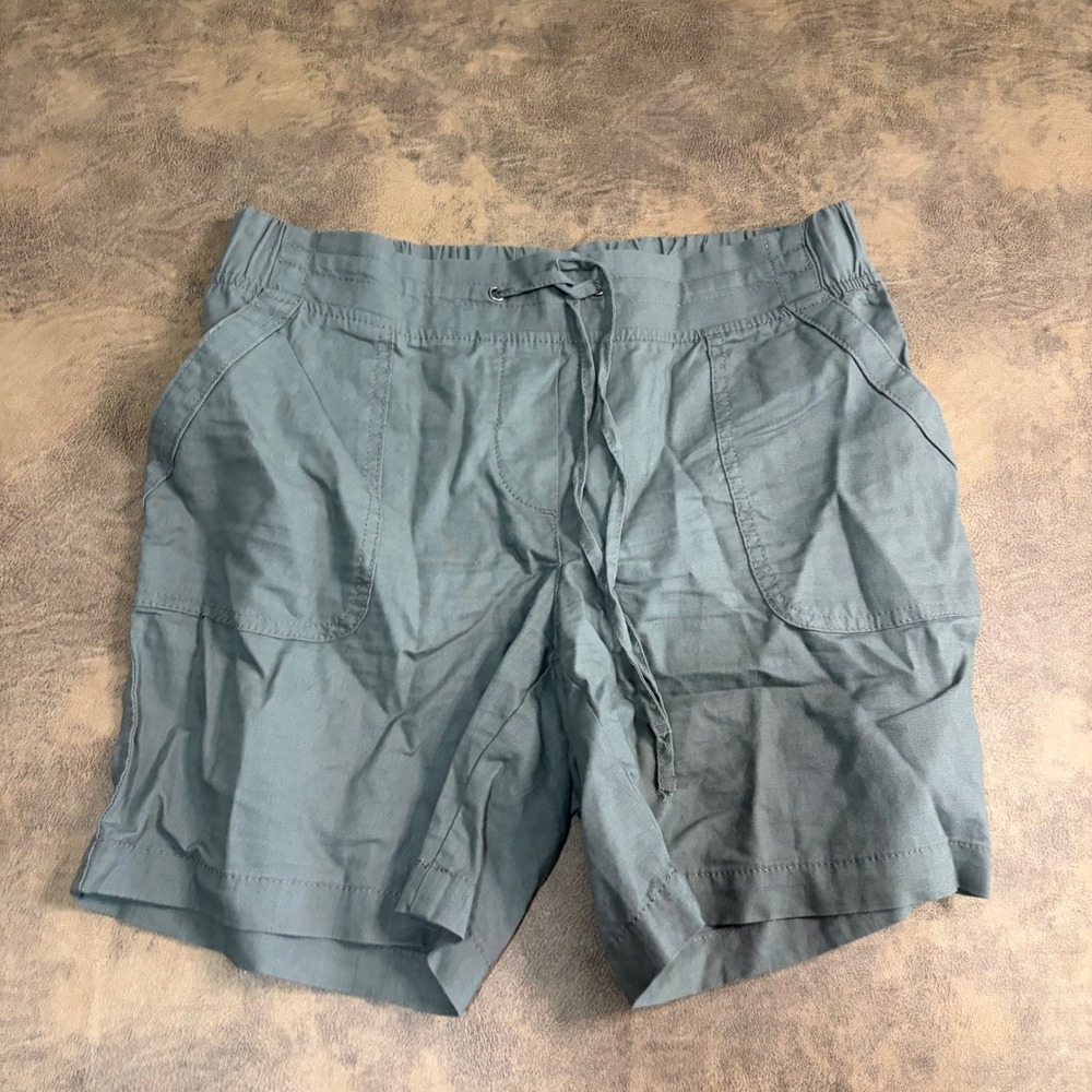 Talbots Linen Blend Shorts‎ Womens 6 Green Drawstring Elastic Waist Casual 3150